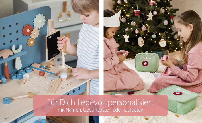 Personalisiertes Holzspielzeug von Little Dutch, Trixie Baby und vielen mehr
